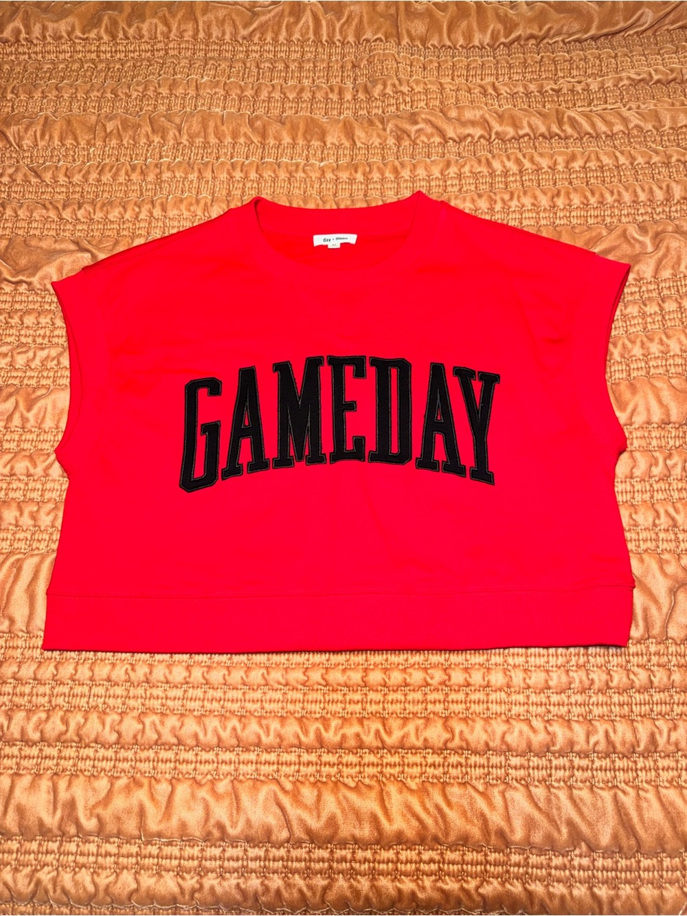 Day + Moon Red Black GAMEDAY Cropped Top Size M Football Tailgate